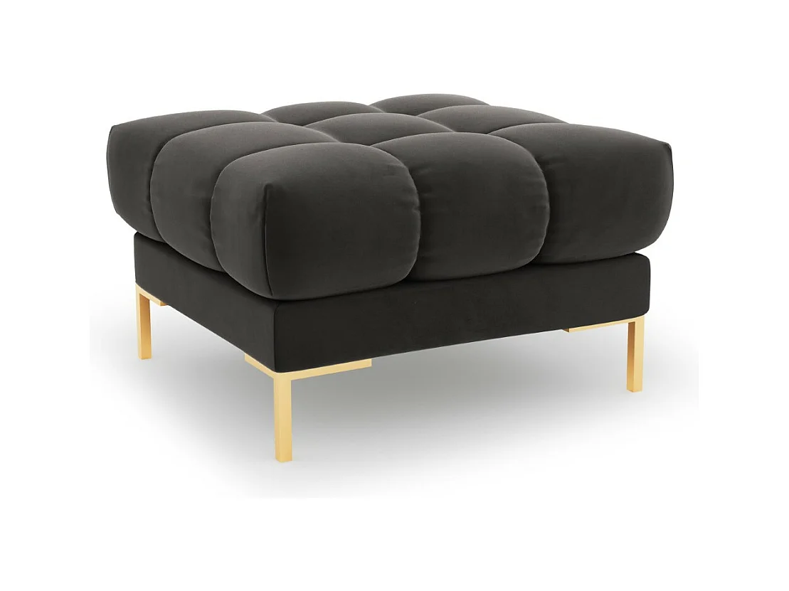 Cosmopolitan Design - Pouf "Bali" en velours gris foncé - 60x60x41cm