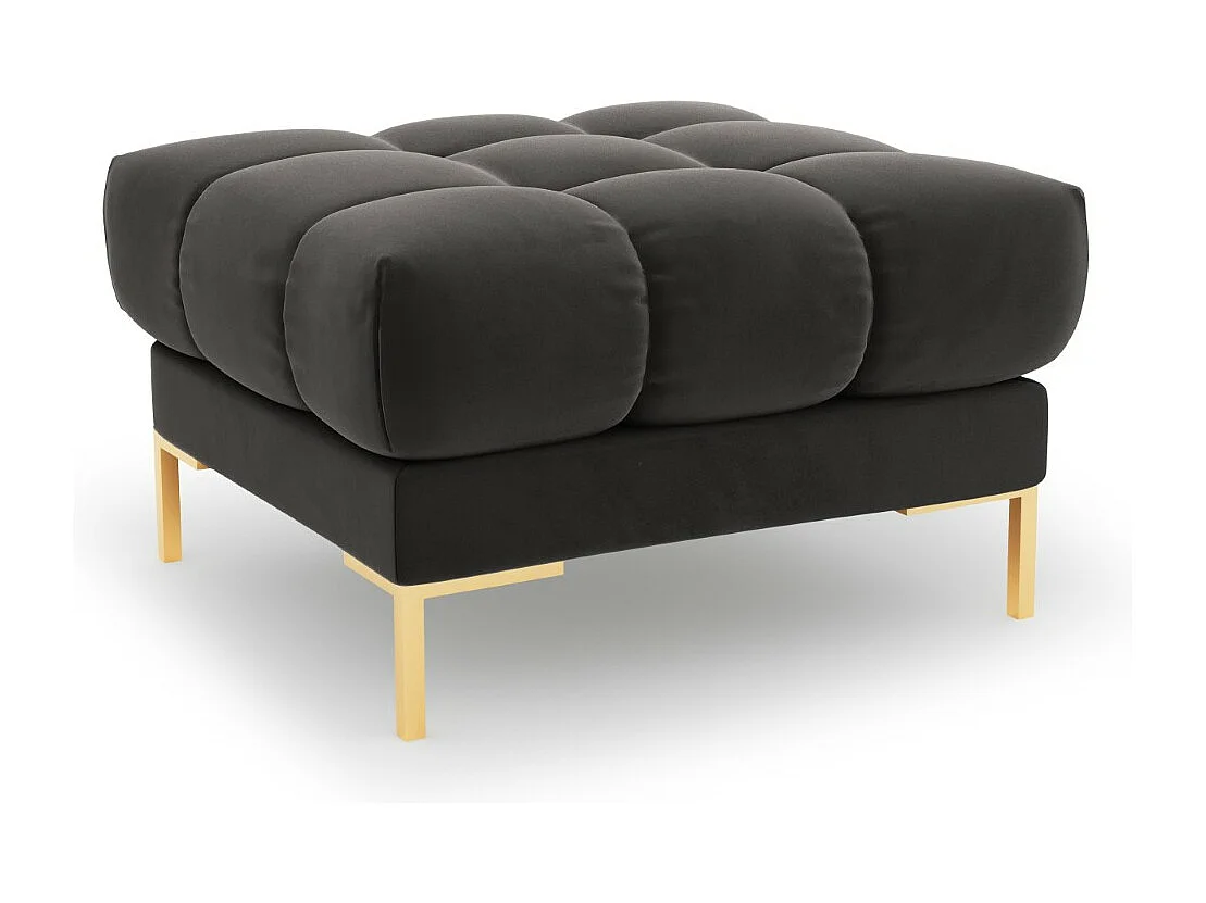 Cosmopolitan Design - Pufe "Bali" em veludo cinza escuro - 60x60x41cm