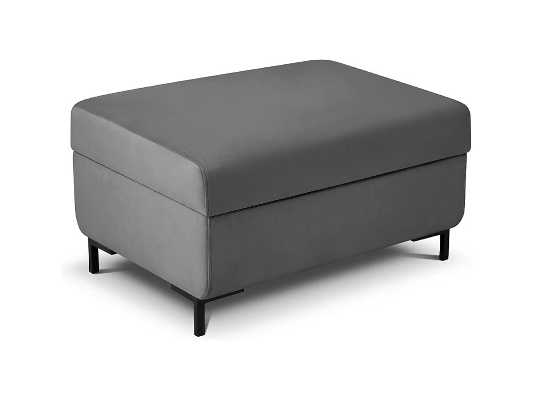 CXL by Christian Lacroix - Pouf avec coffre "Yanis" en velours gris foncé - 87x72x46cm