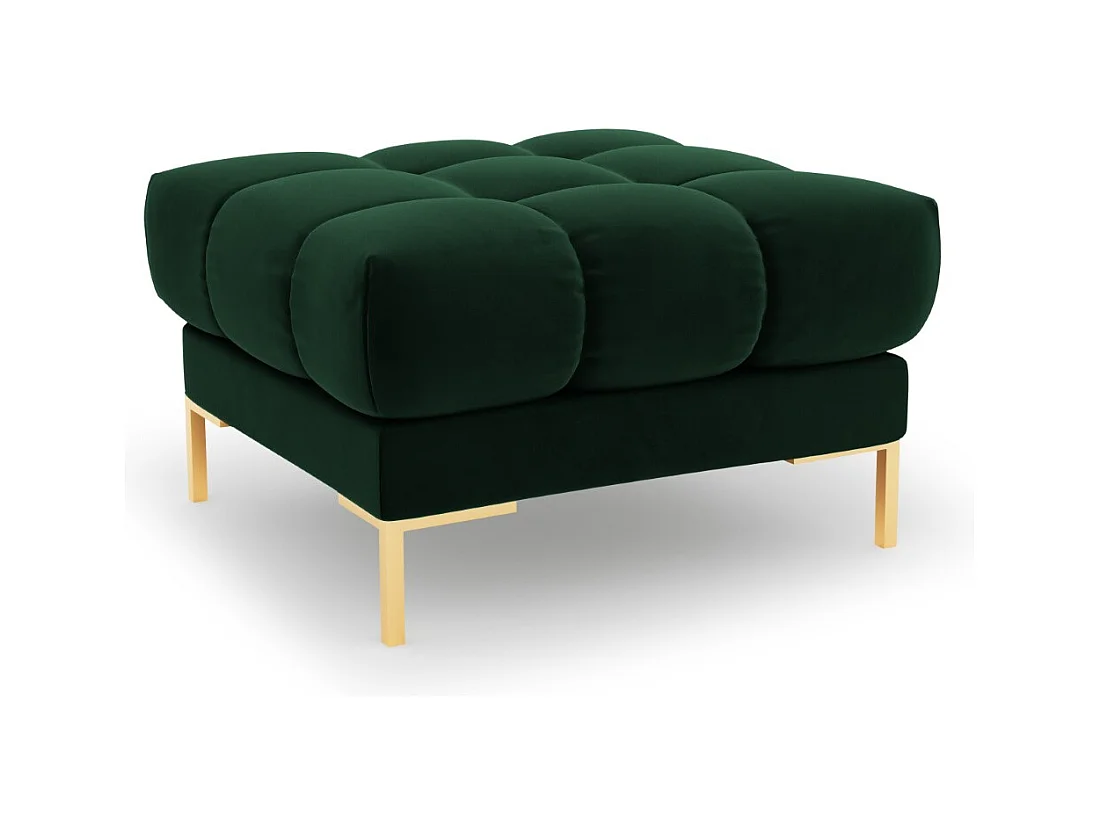 Cosmopolitan Design - Pouf "Bali" en velours vert bouteille - 60x60x41cm