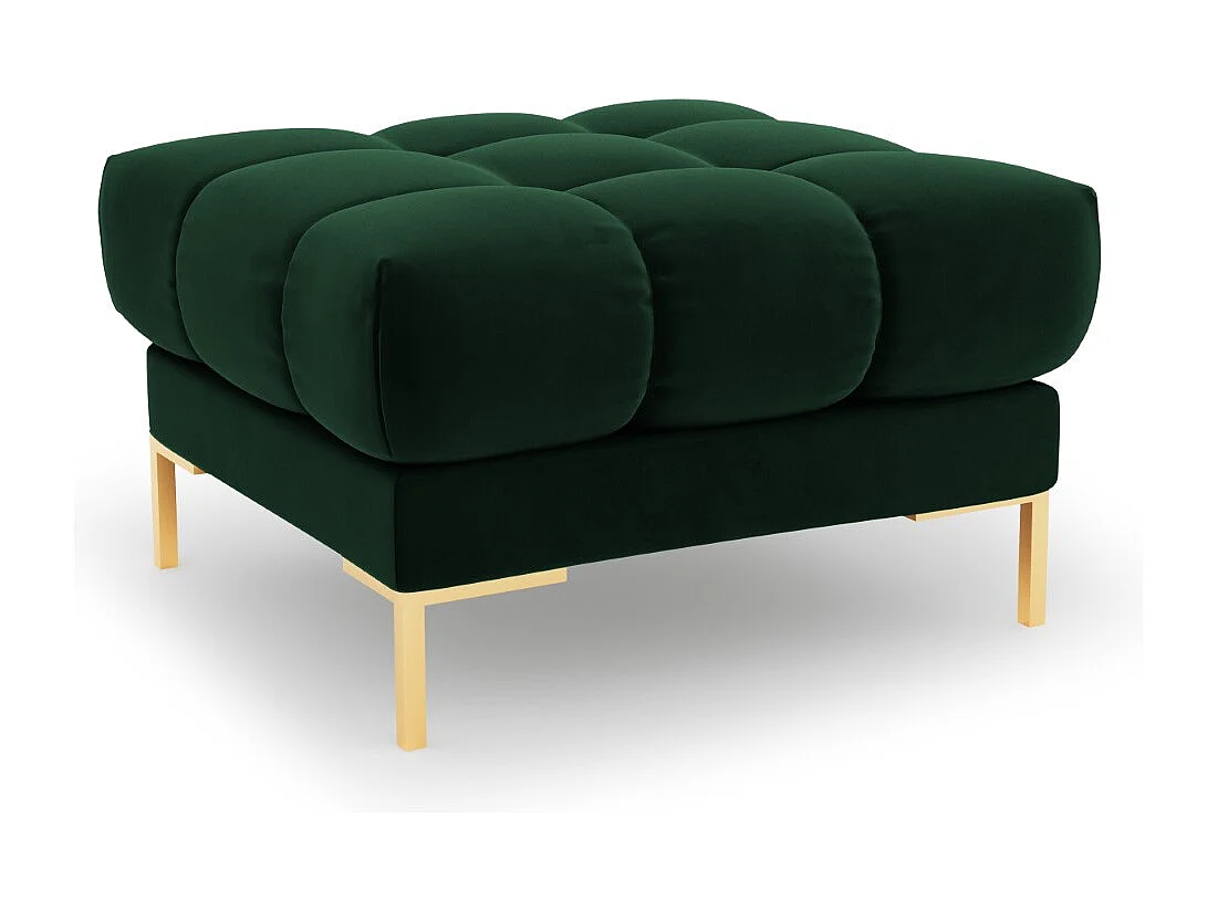 Cosmopolitan Design - Pufe "Bali" em veludo verde garrafa - 60x60x41cm