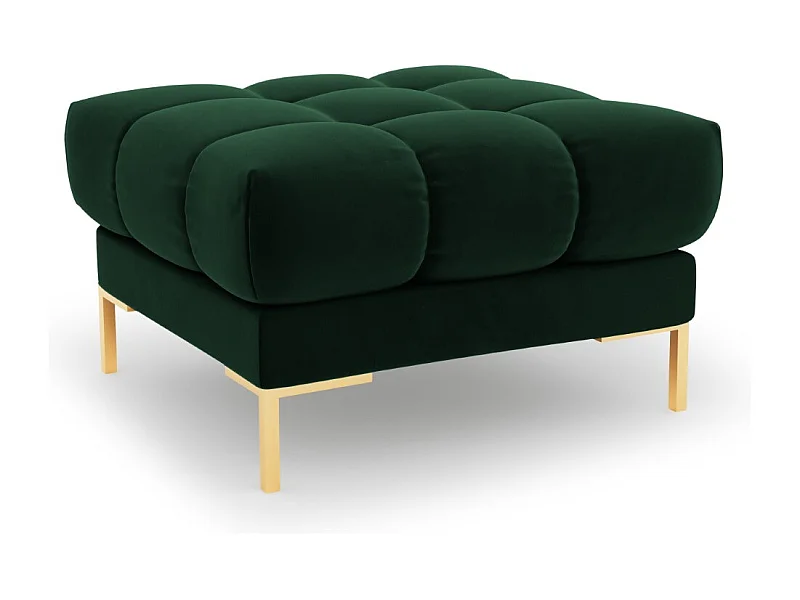 Cosmopolitan Design - Pufe "Bali" em veludo verde garrafa - 60x60x41cm