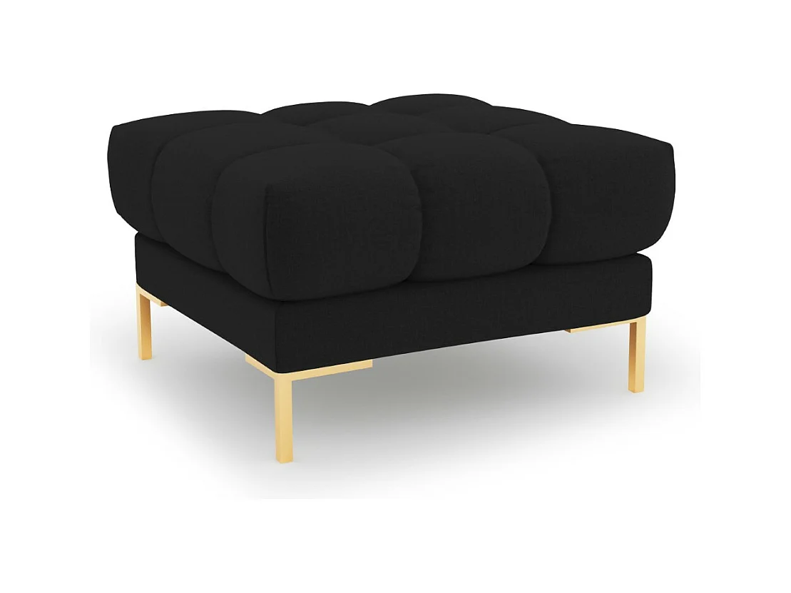 Cosmopolitan Design - Poef "Bali" Structurele stof, Zwart - 60x60x41cm