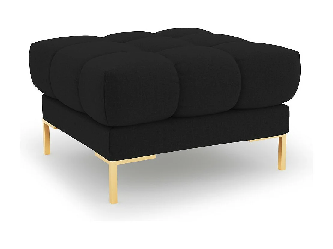 Cosmopolitan Design - Pouf "Bali" en tissu structurel noir - 60x60x41cm