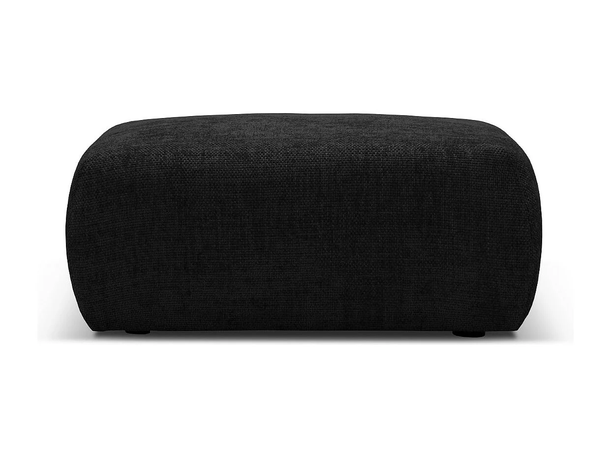 Cosmopolitan Design - Pufe "Matera" em tecido chenille preto - 86x68x40cm