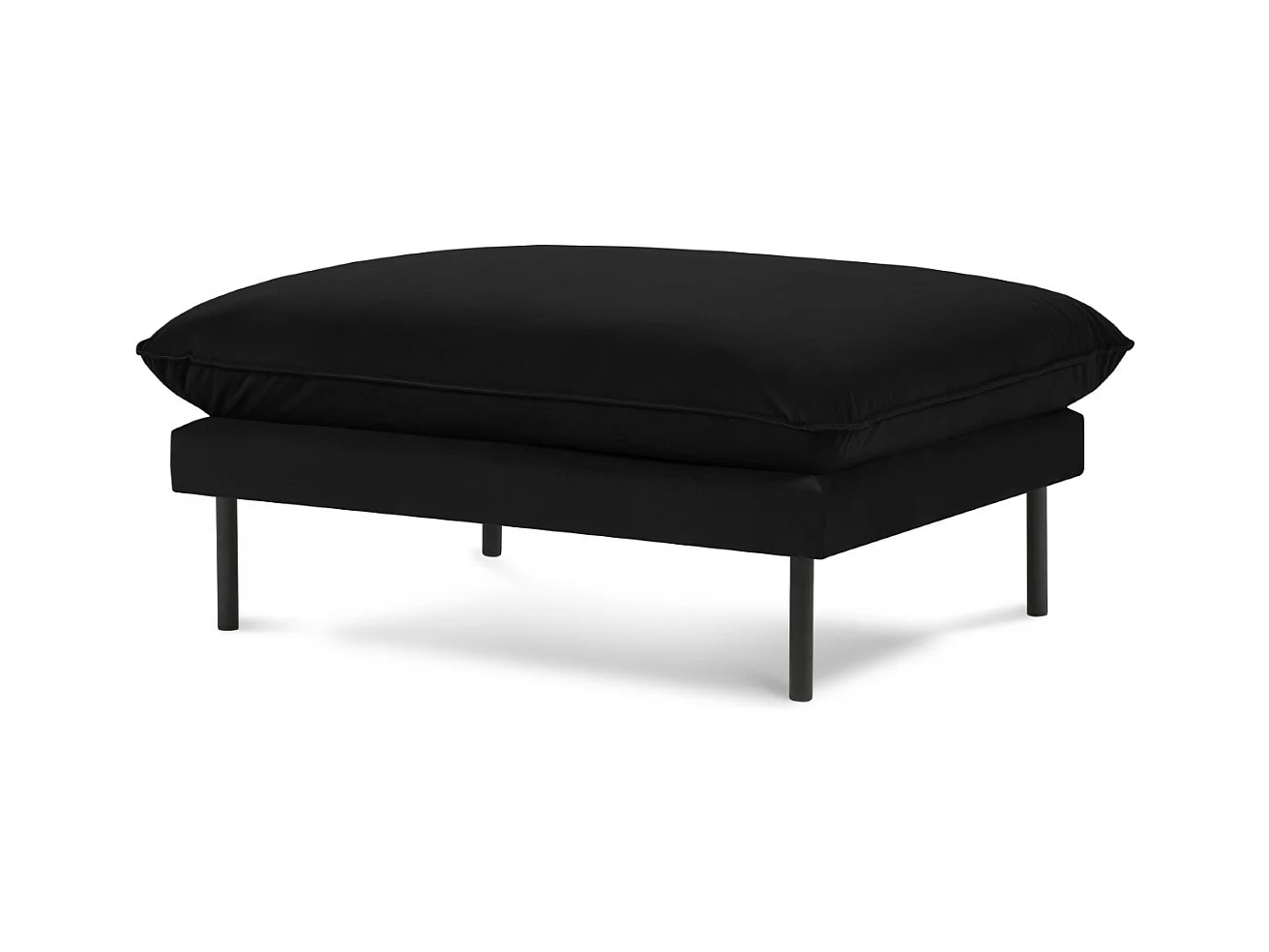 Cosmopolitan Design - Poef "Vienna" Flueel, Zwart - 100x80x43cm