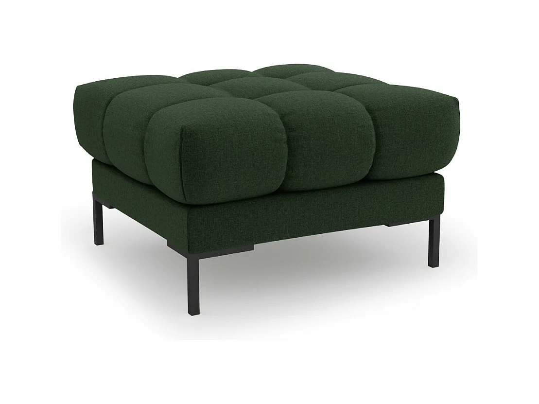 Cosmopolitan Design - Pouf "Bali" en tissu structurel vert foncé - 60x60x41cm
