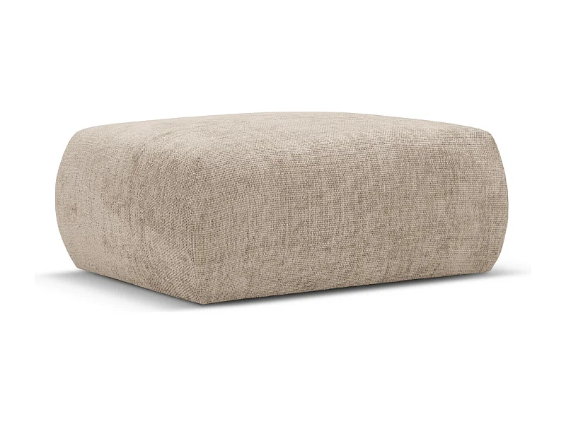 Cosmopolitan Design - Pouf "Matera" aus Chenille-Stoff beige - 86x68x40cm