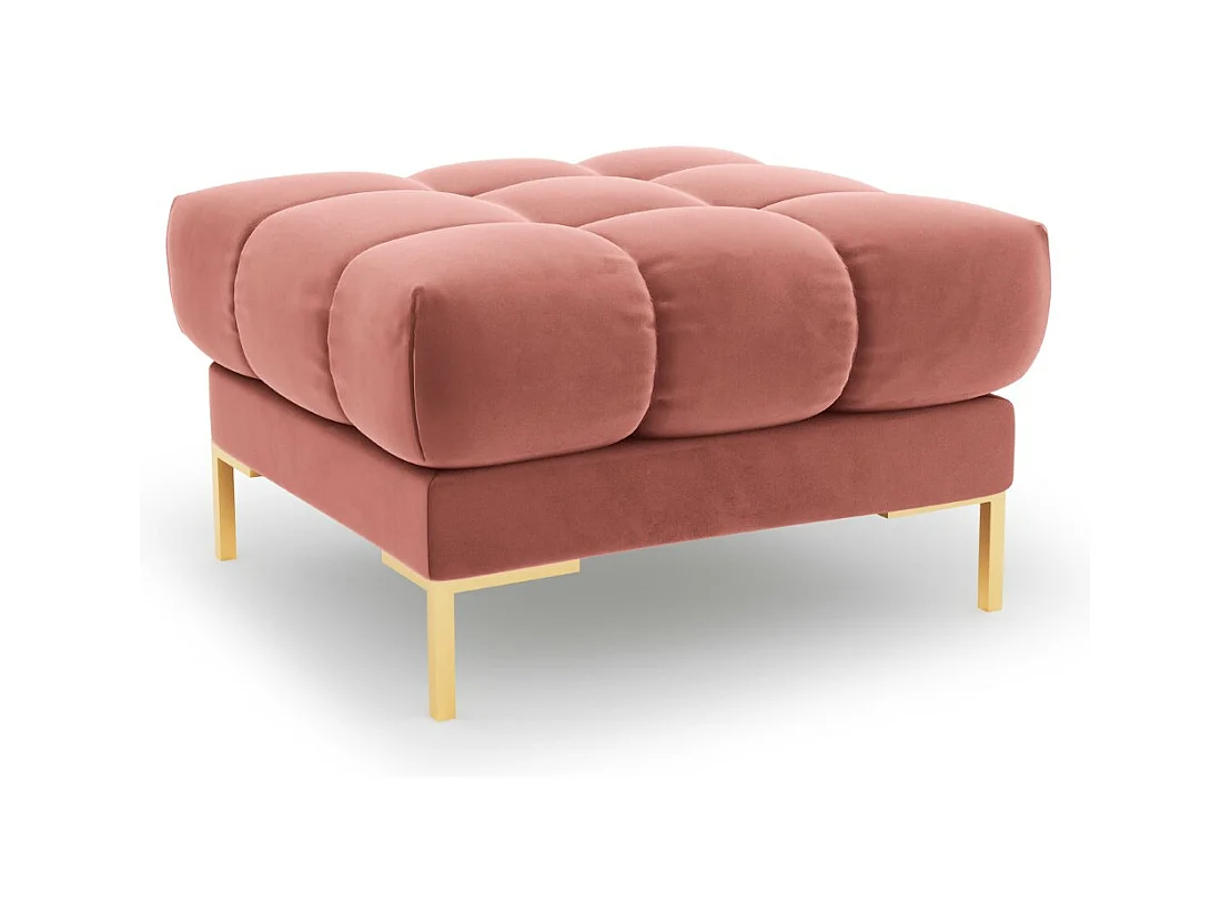 Cosmopolitan Design - Pouf "Bali" en velours rose - 60x60x41cm