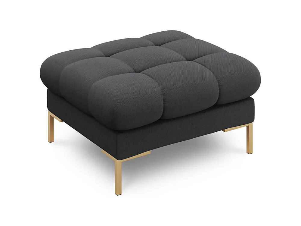 Cosmopolitan Design - Poef "Bali" Structurele stof, Donkergrijs - 60x60x41cm