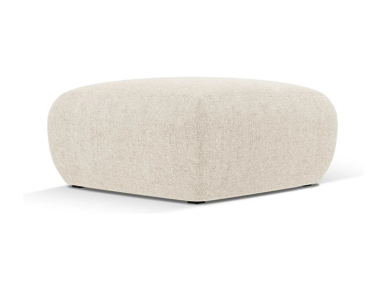 Cosmopolitan Design - Pufe "Nolio" em tecido chenille bege claro - 75x75x36cm