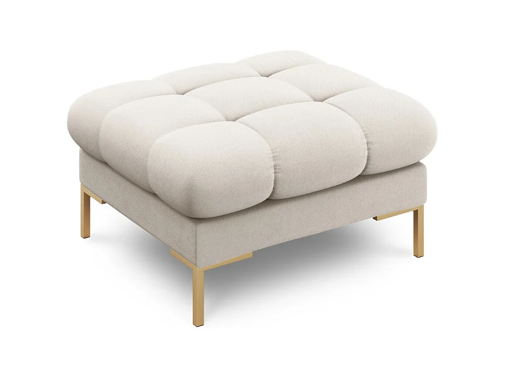 Cosmopolitan Design - Pouf "Bali" en tissu structurel beige - 60x60x41cm