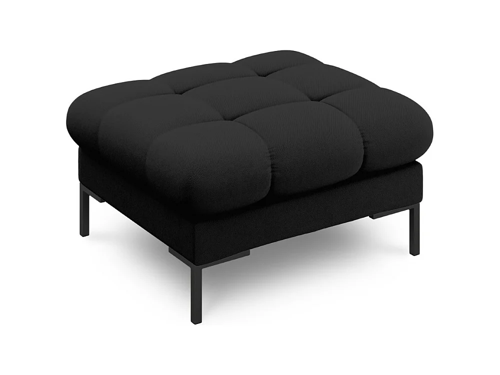 Cosmopolitan Design - Pouf "Bali" en tissu structurel noir - 60x60x41cm