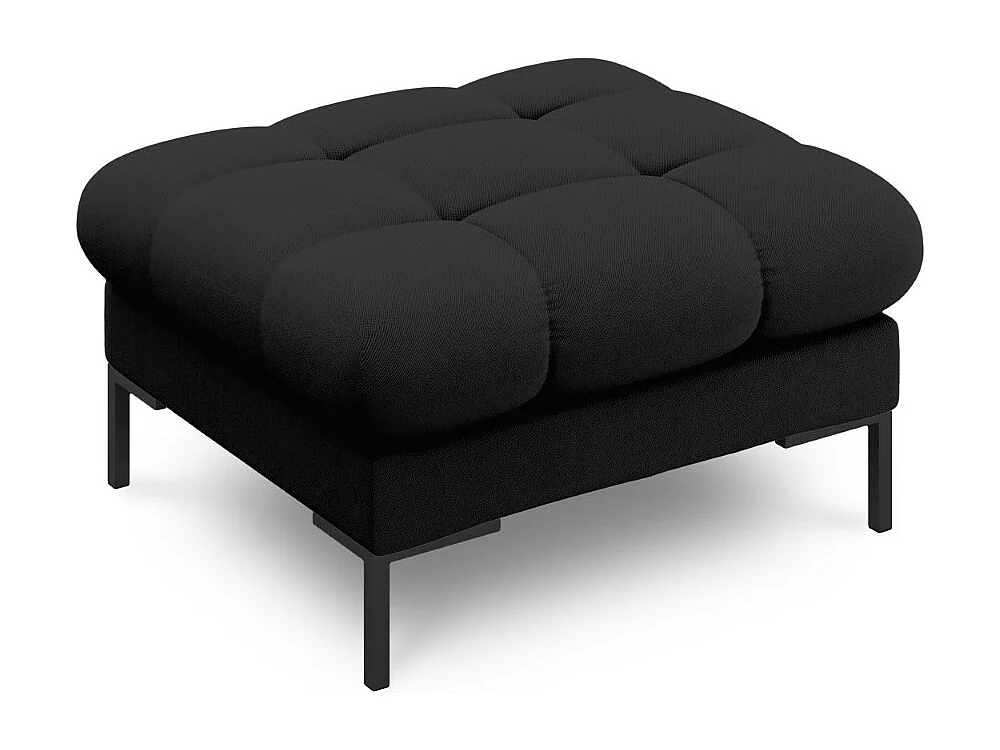 Cosmopolitan Design - Pufe "Bali" em tecido estrutural preto - 60x60x41cm