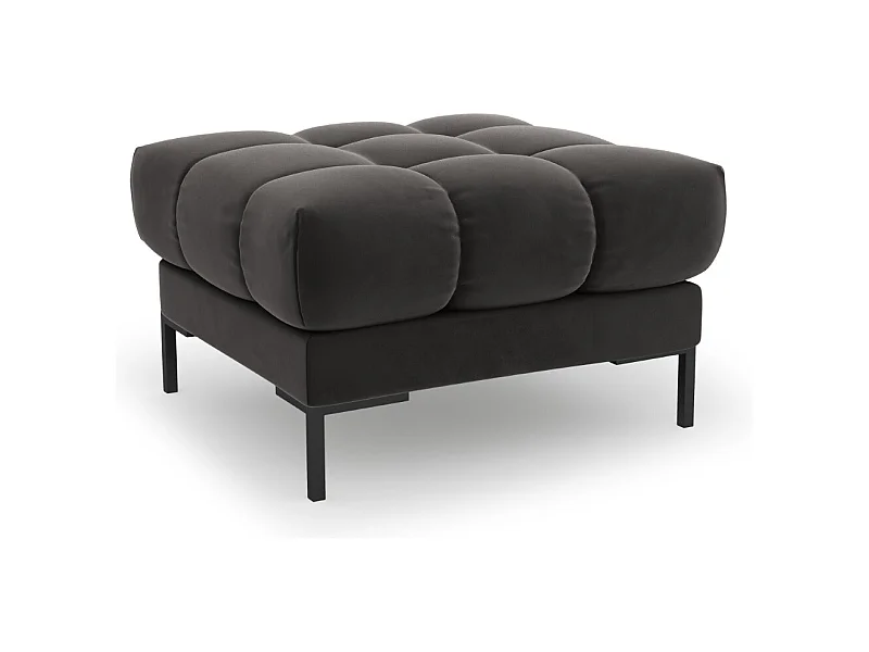 Cosmopolitan Design - Pouf "Bali" aus Samt dunkelgrau - 60x60x41cm