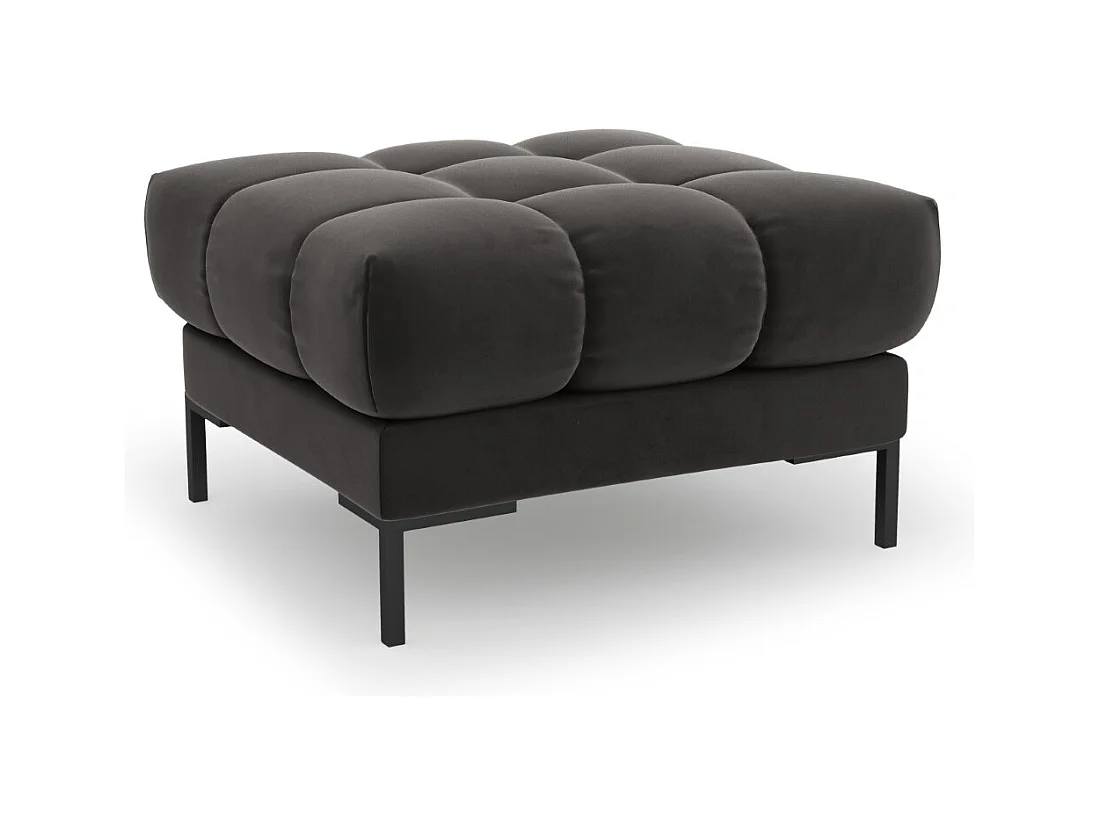 Cosmopolitan Design - Pouf "Bali" en velours gris foncé - 60x60x41cm