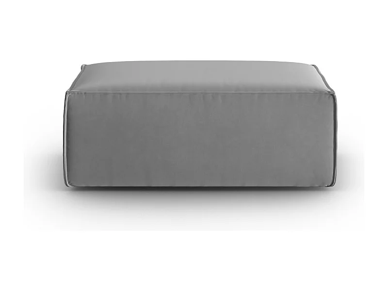 Cosmopolitan Design - Pouf "Mackay" aus Samt hellgrau - 100x69x40cm