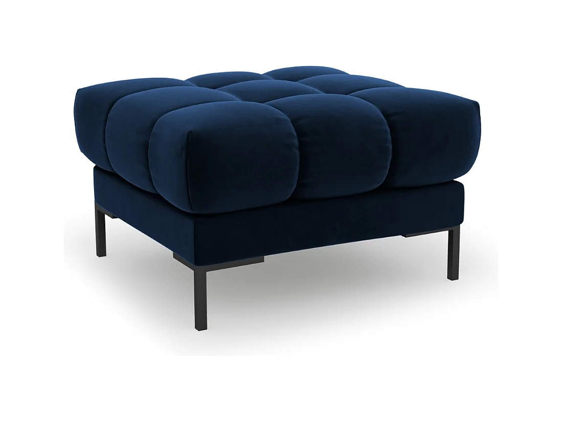 Cosmopolitan Design - Pouf "Bali" en velours bleu roi - 60x60x41cm