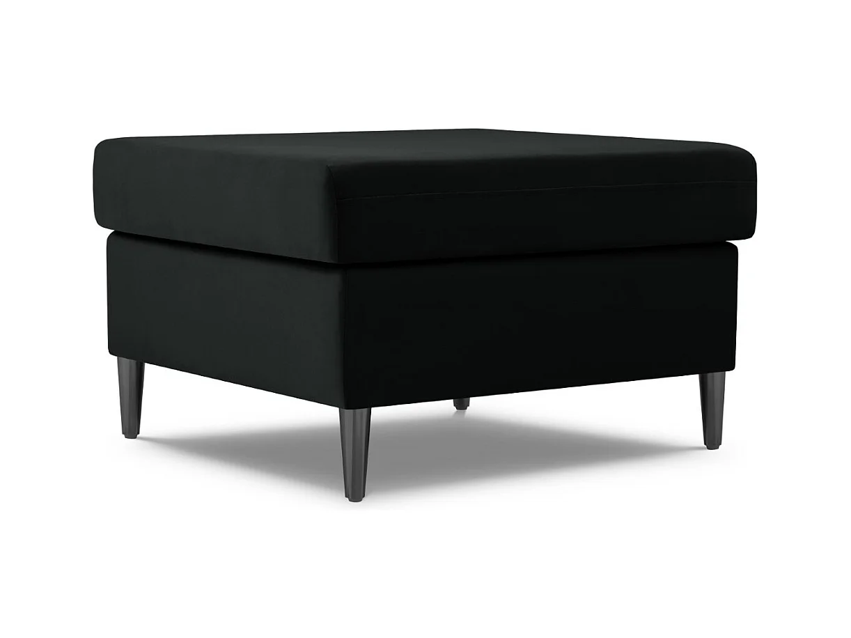 Cosmopolitan Design - Poef "Kyoto" Flueel, Zwart - 70x70x45cm