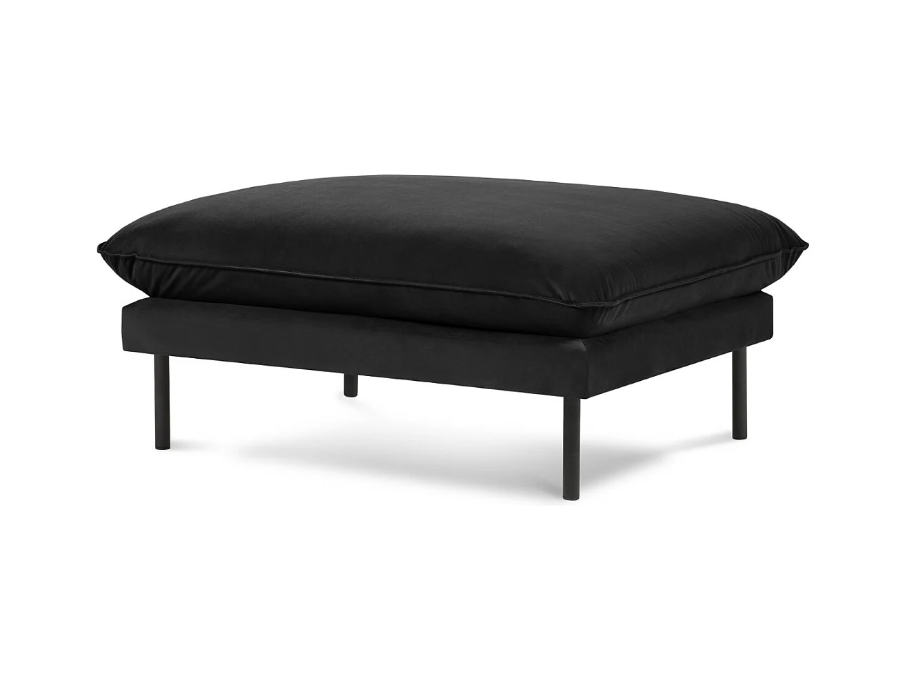 Cosmopolitan Design - Poef "Vienna" Flueel, Zwart - 100x80x43cm