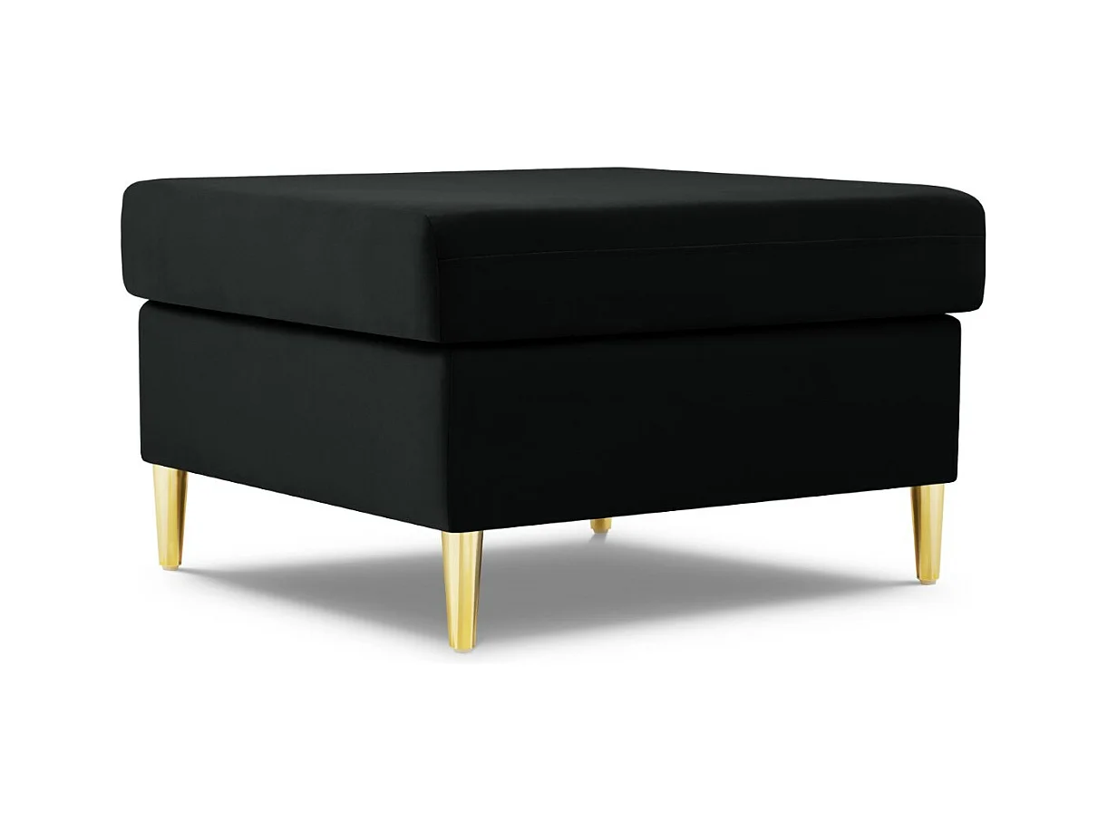 Cosmopolitan Design - Poef "Kyoto" Flueel, Zwart - 70x70x45cm