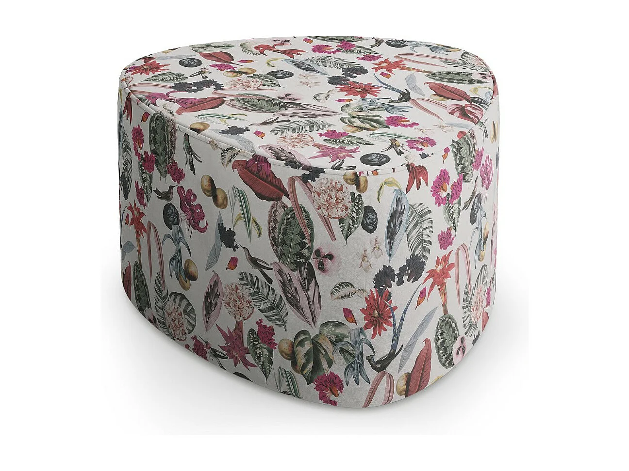 CXL by Christian Lacroix - Pouf "Andalou" en velours motif tropical - 70x70x47cm