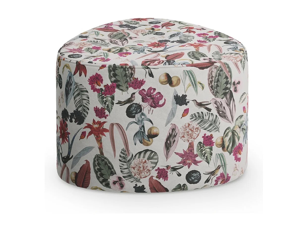 CXL by Christian Lacroix - Pouf "Andalou" en velours motif tropical - 70x70x47cm