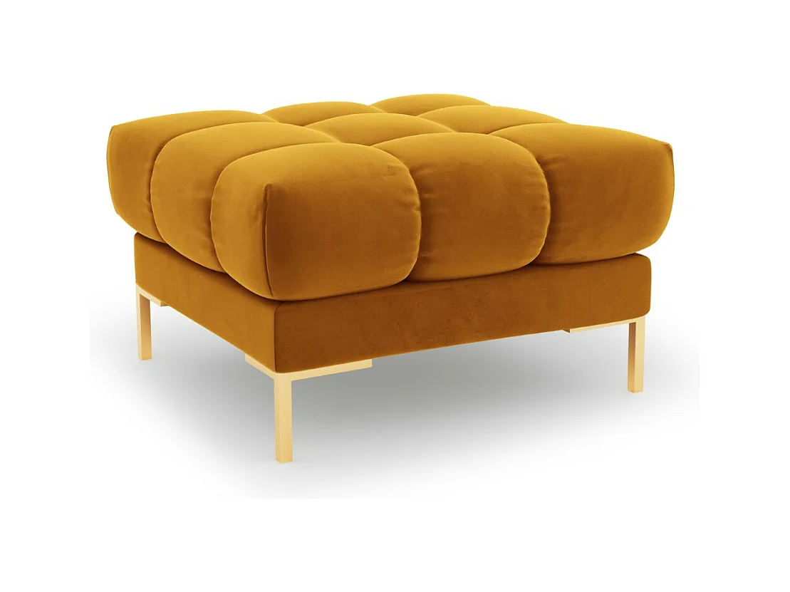 Cosmopolitan Design - Pouf "Bali" en velours jaune - 60x60x41cm