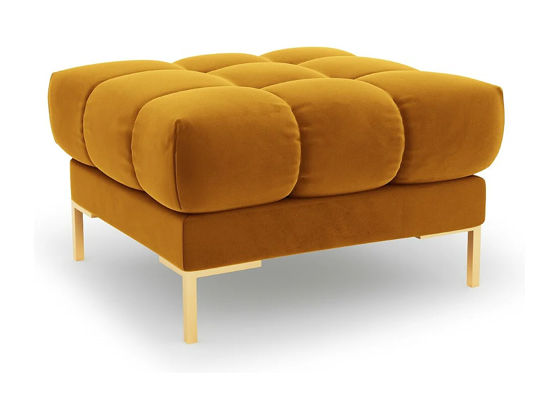 Cosmopolitan Design - Pufe "Bali" em veludo amarelo - 60x60x41cm