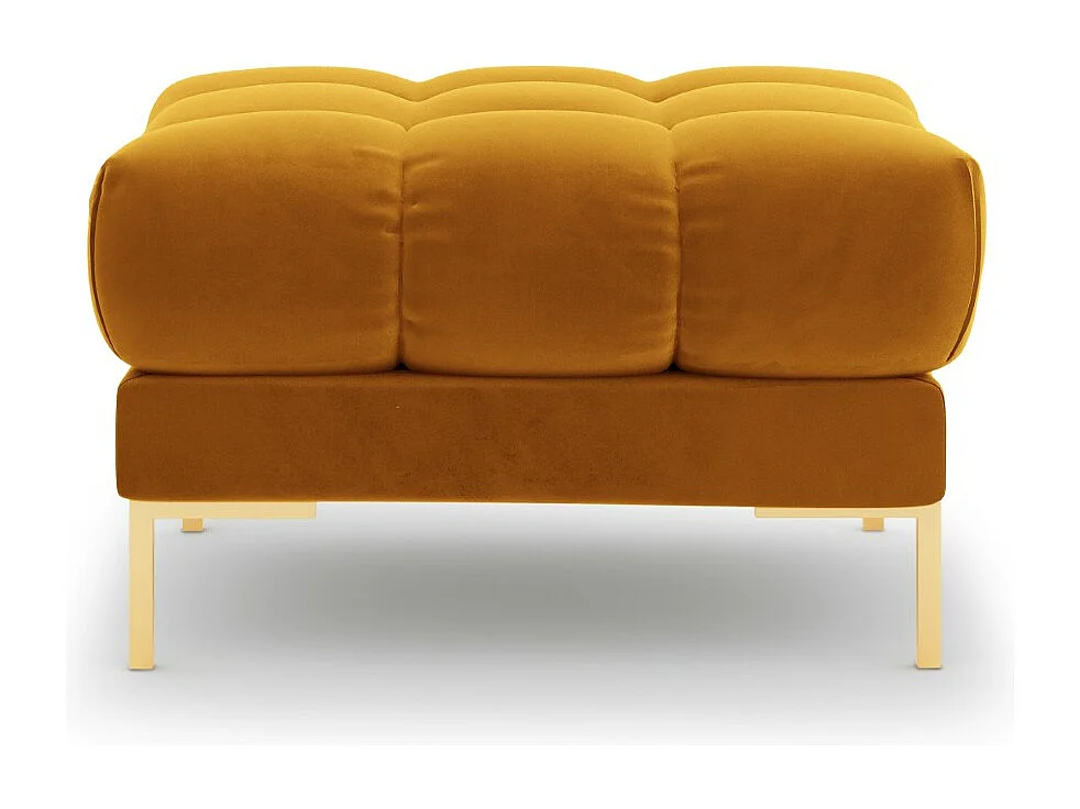 Cosmopolitan Design - Pufe "Bali" em veludo amarelo - 60x60x41cm