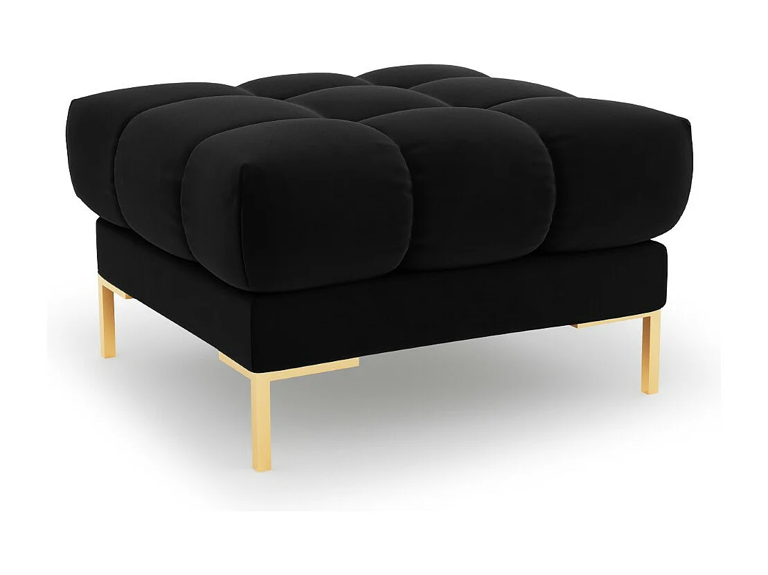 Cosmopolitan Design - Pouf "Bali" aus Samt schwarz - 60x60x41cm