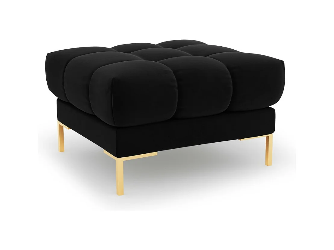 Cosmopolitan Design - Pouf "Bali" en velours noir - 60x60x41cm