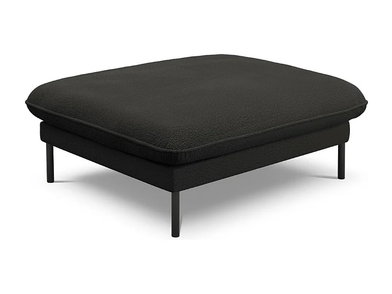 Cosmopolitan Design - Pufe "Vienna" em tecido bouclé preto - 100x80x43cm