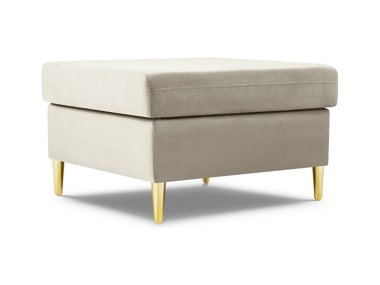 Cosmopolitan Design - Pouf "Kyoto" en velours beige clair - 70x70x45cm