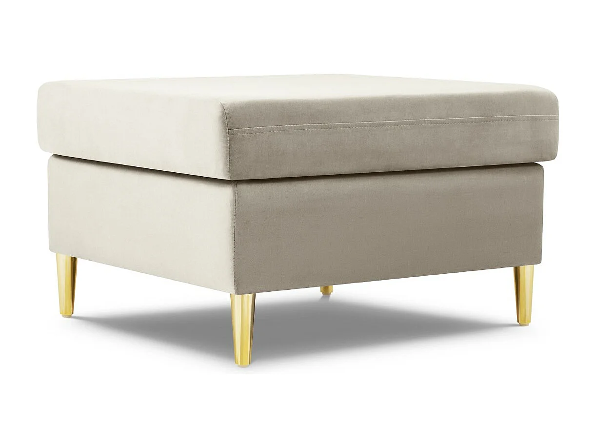 Cosmopolitan Design - Pouf "Kyoto" en velours beige clair - 70x70x45cm