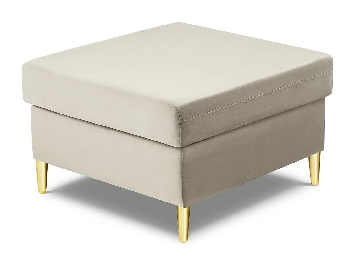 Cosmopolitan Design - Pouf "Kyoto" en velours beige clair - 70x70x45cm