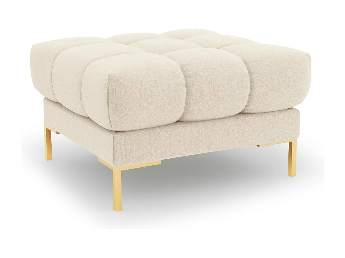 Cosmopolitan Design - Pouf "Bali" en tissu structurel beige clair - 60x60x41cm