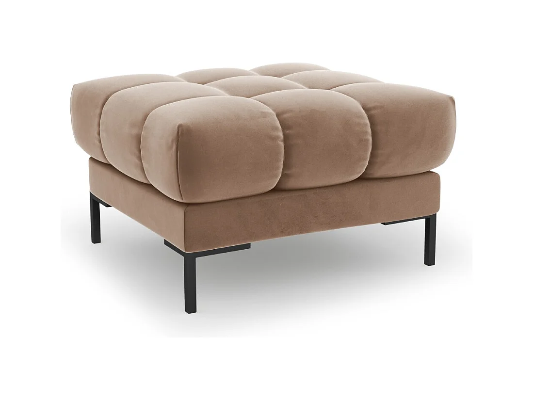 Cosmopolitan Design - Pouf "Bali" en velours beige - 60x60x41cm