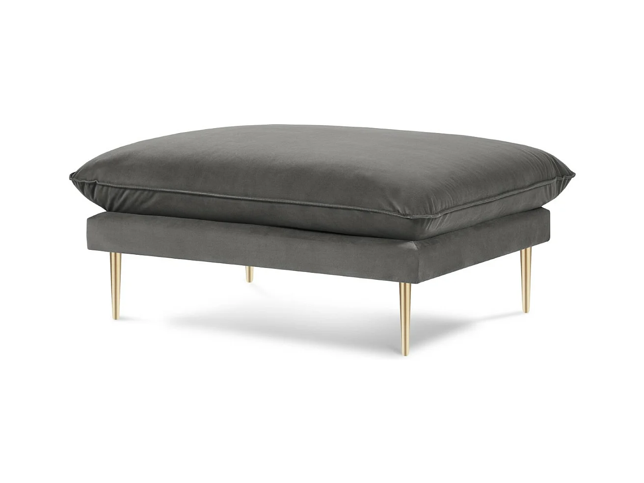 Cosmopolitan Design - Pouf "Vienna" en velours gris - 100x80x43cm