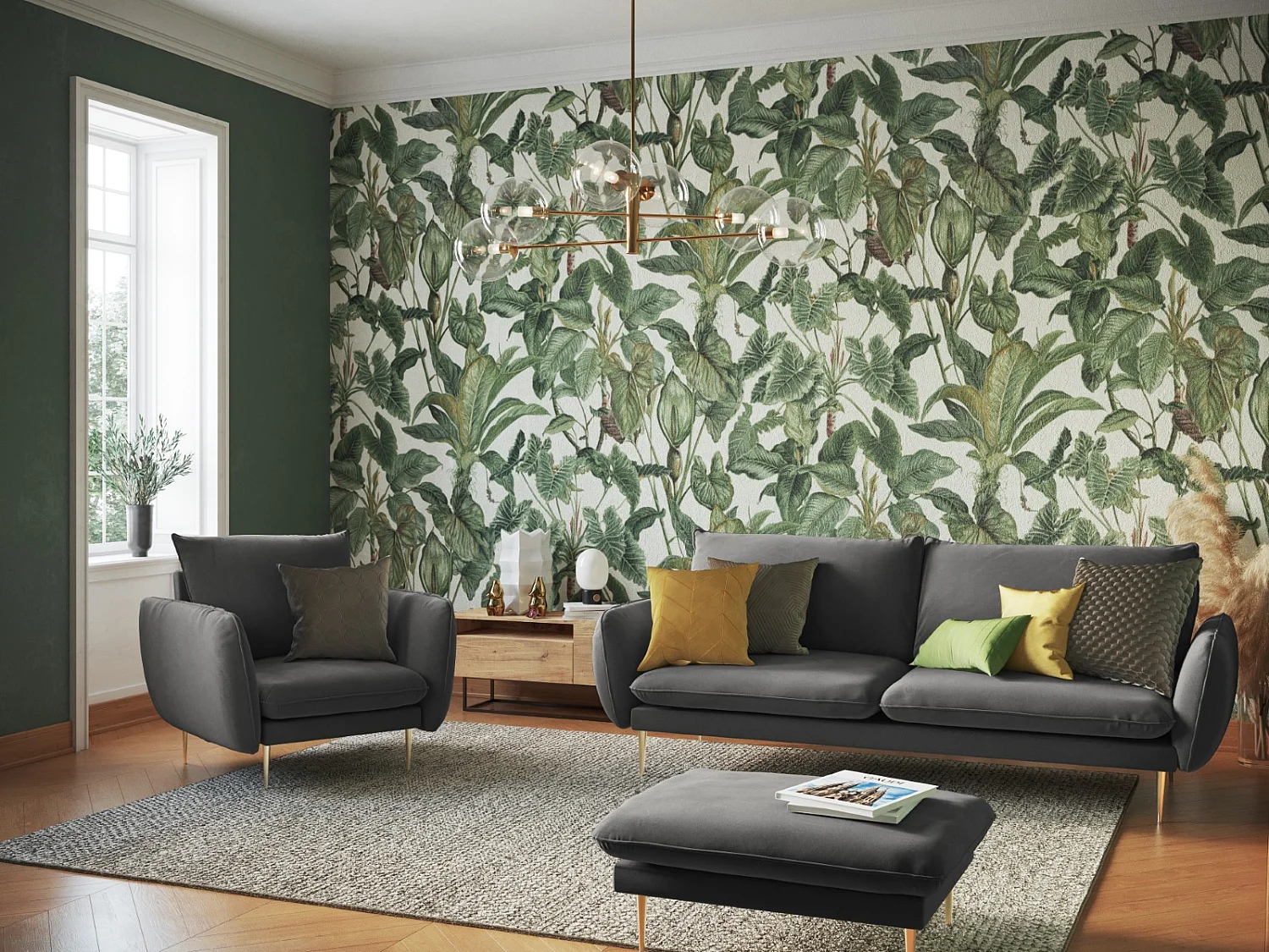 Cosmopolitan Design - Puf, "Vienna" welur, szary - 100x80x43cm