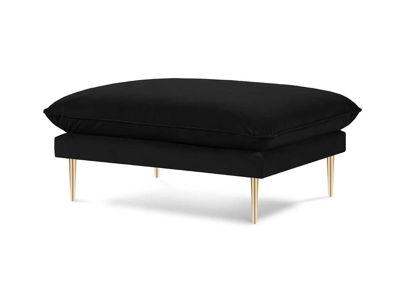 Cosmopolitan Design - Pouf "Vienna" en velours noir - 100x80x43cm