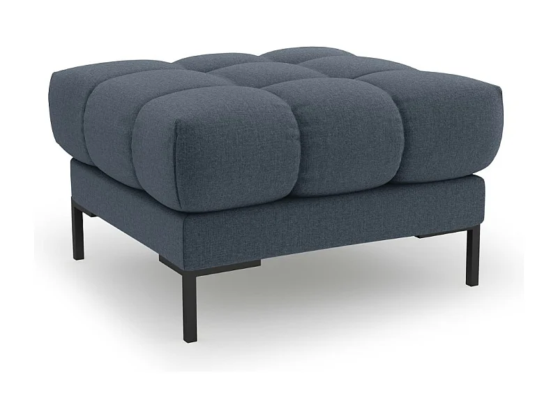 Cosmopolitan Design - Pouf "Bali" en tissu structurel bleu foncé - 60x60x41cm