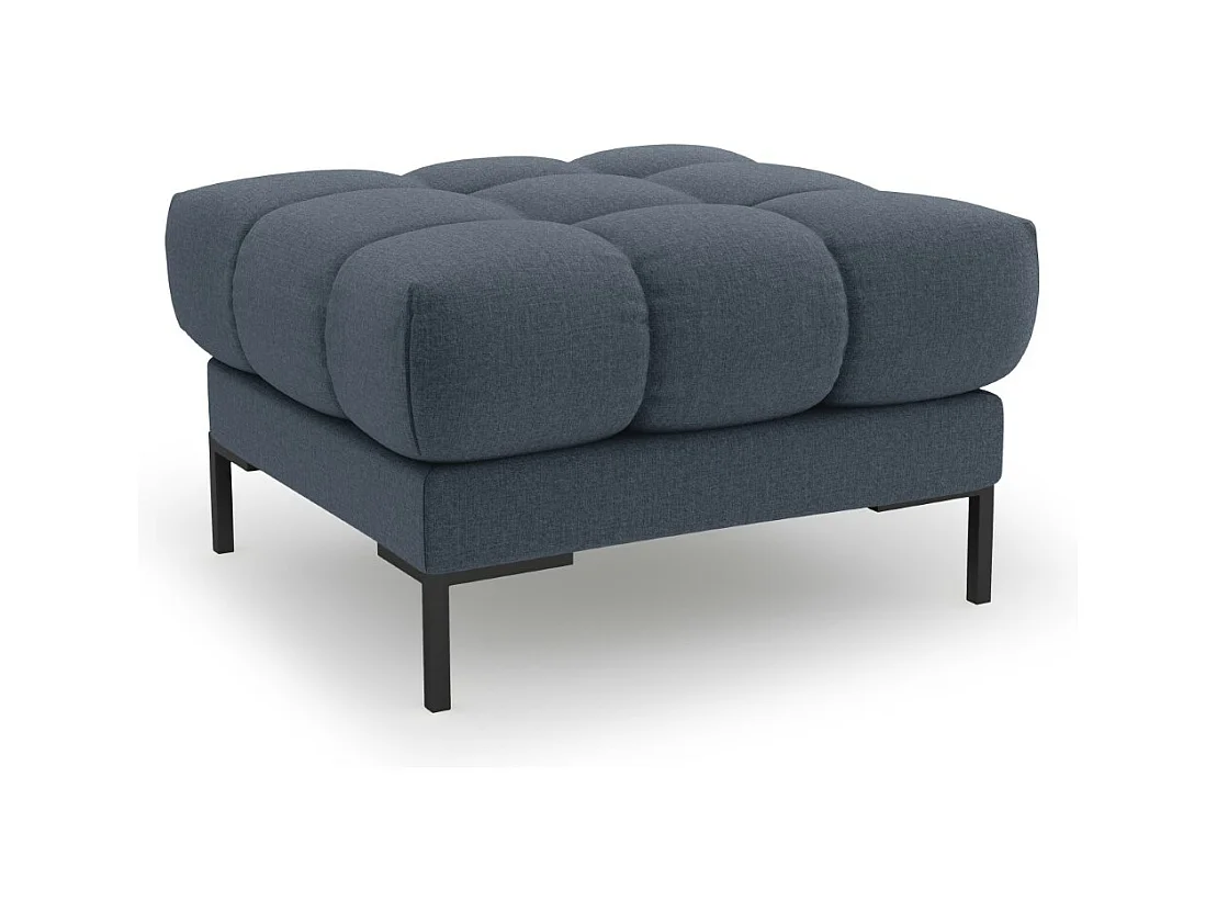 Cosmopolitan Design - Pouf "Bali" en tissu structurel bleu foncé - 60x60x41cm