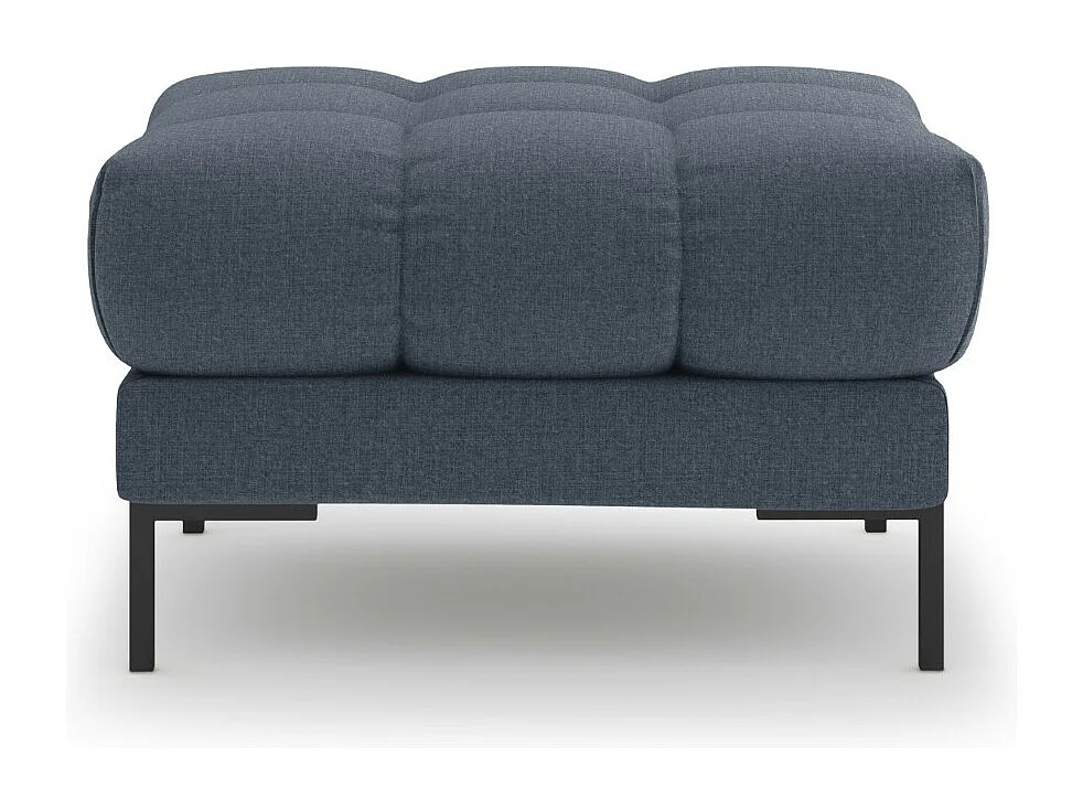 Cosmopolitan Design - Pouf "Bali" en tissu structurel bleu foncé - 60x60x41cm