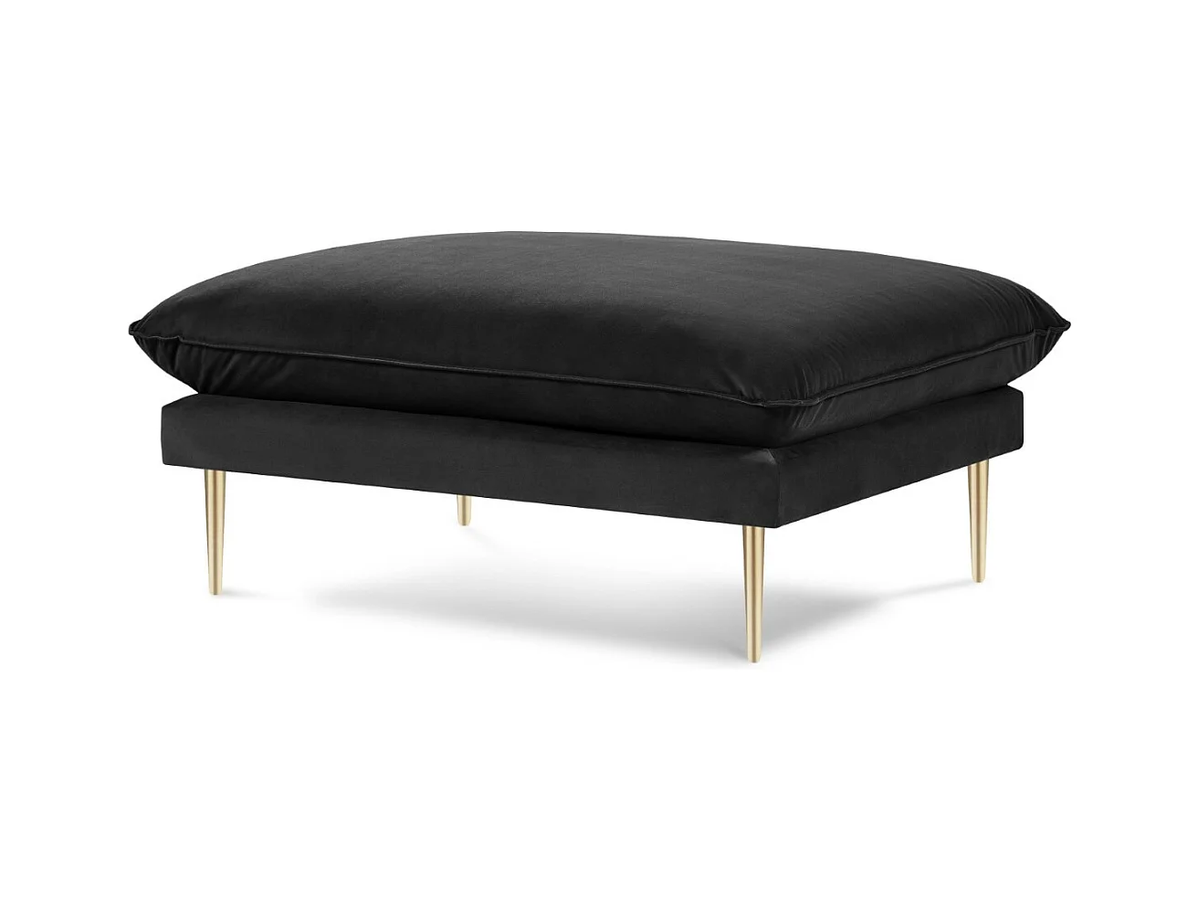 Cosmopolitan Design - Pouf "Vienna" en velours noir - 100x80x43cm