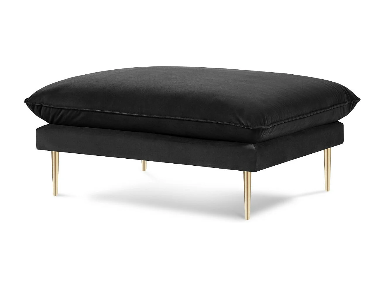 Cosmopolitan Design - Poef "Vienna" Flueel, Zwart - 100x80x43cm