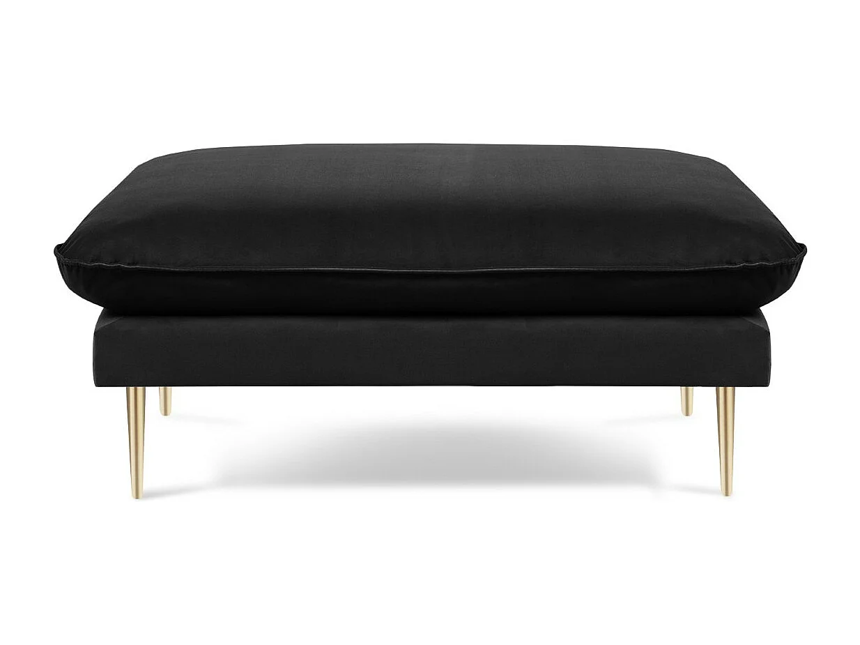 Cosmopolitan Design - Poef "Vienna" Flueel, Zwart - 100x80x43cm