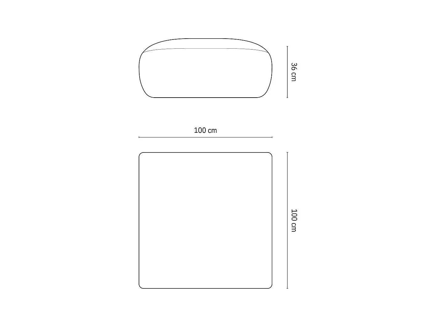Cosmopolitan Design - Poef "Nolio" 2 zitplaatsen, Chenille, Zwart - 100x100x36cm