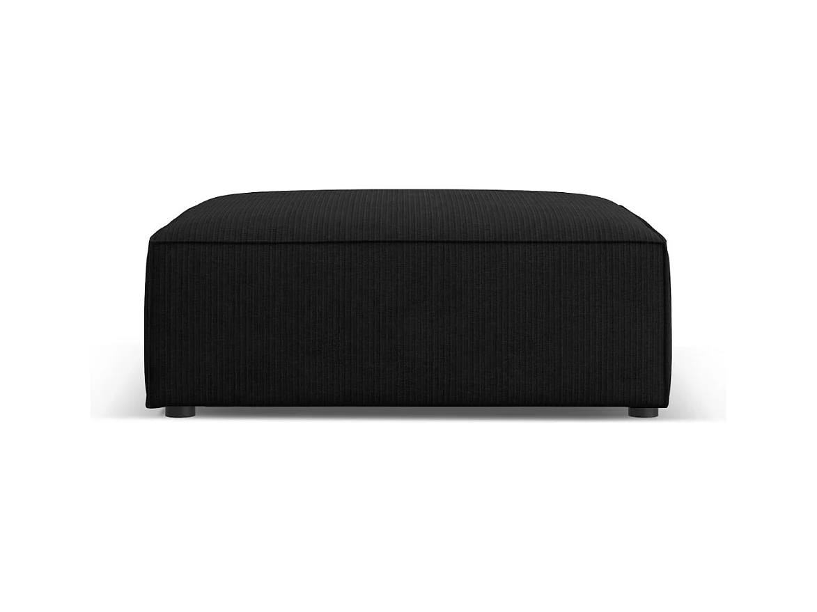 Cosmopolitan Design - Pouf "Arendal" en chenille avec un effet côtelé noir - 102x80x40cm
