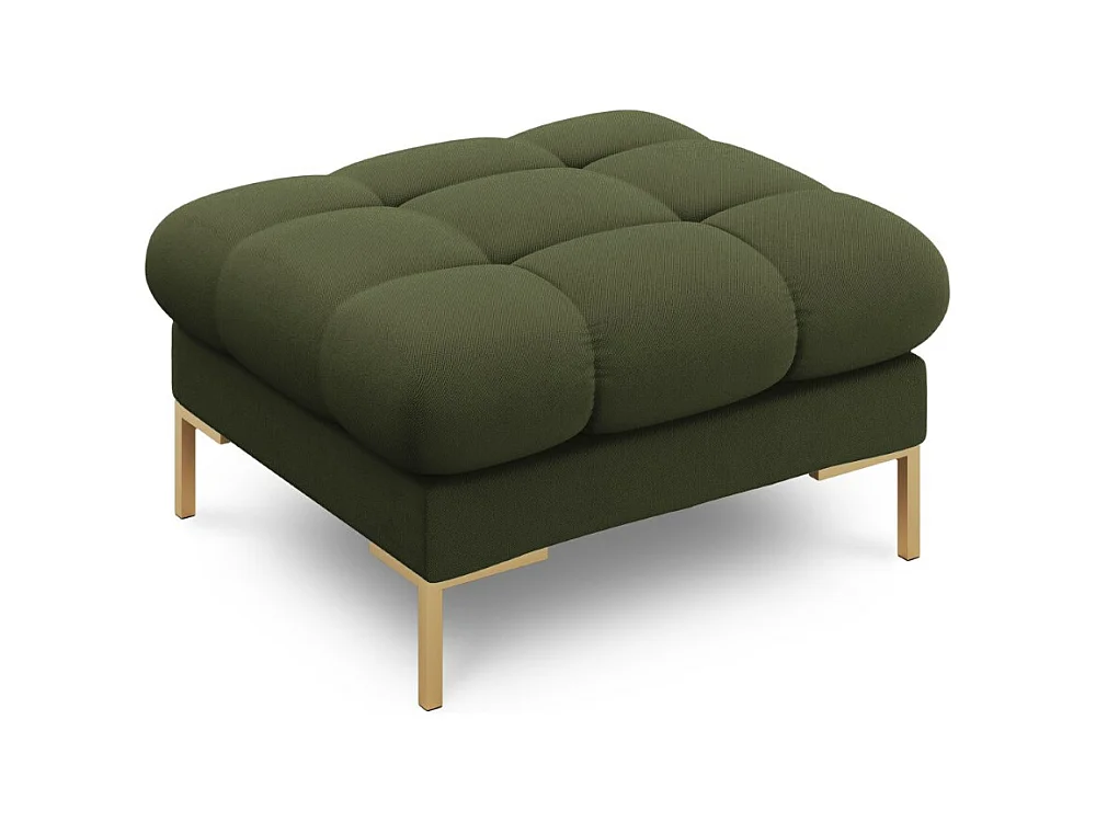 Cosmopolitan Design - Pouf "Bali" en tissu structurel vert - 60x60x41cm